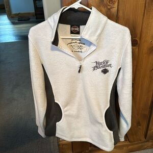 Women’s white fleece pull over Harley Davidson .